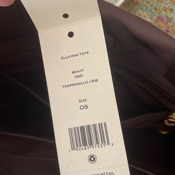 Tory Burch Burgundy Handbag with Leather Handles and Bottom Trim - Picture 4 of 4